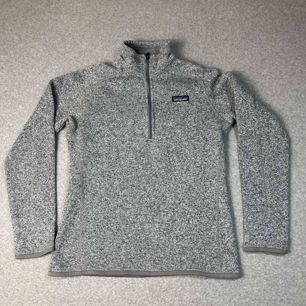 Patagonia Better Sweater Womens Medium Gray Pullover 1/4 Zip Fleece Logo Birch